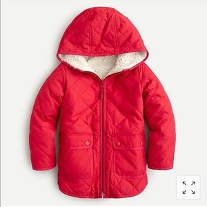 J.Crew girls’ reversible quilted Sherpa jacket red